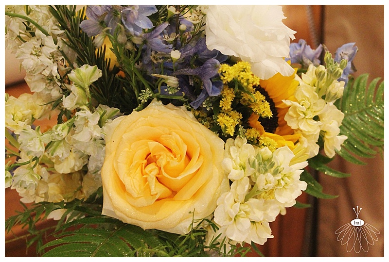 little miss lovely // ocean city md wedding florist // yellow and blue flower centerpieces