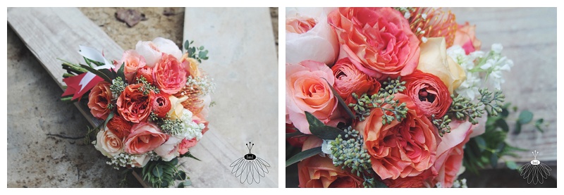 little miss lovely // coral peach navy white bridal bouquet