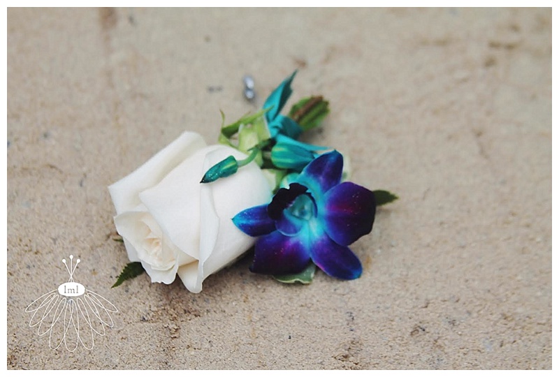 little miss lovely // ocean city wedding florist teal turquoise and purple boutonniere