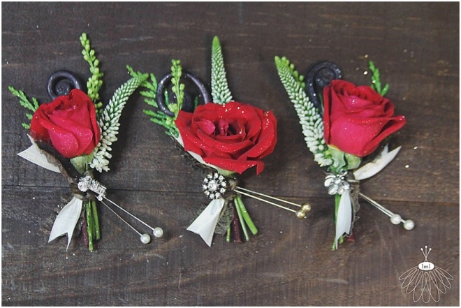 little miss lovely floral design // red rose ranunculus boutonniere