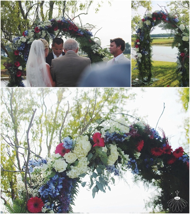 little miss lovely floral design // ocean city maryland wedding florist // gerber daisy and hydrangea archway
