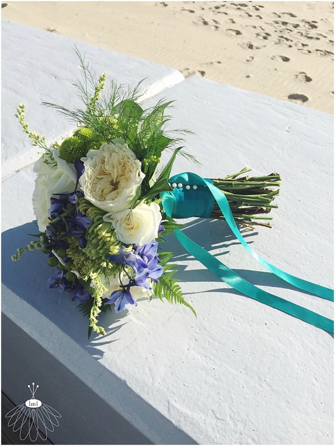 little miss lovely floral design // ocean city wedding florist // blue white green teal wedding bouquet