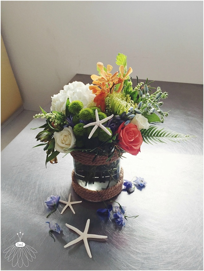 little miss lovely floral design // ocean city maryland wedding florist // starfish nautical wedding centerpiece